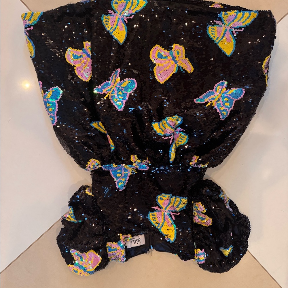 Lola Black Sequin Dress with Multicolor butterfly Design - Picture 3 of 4